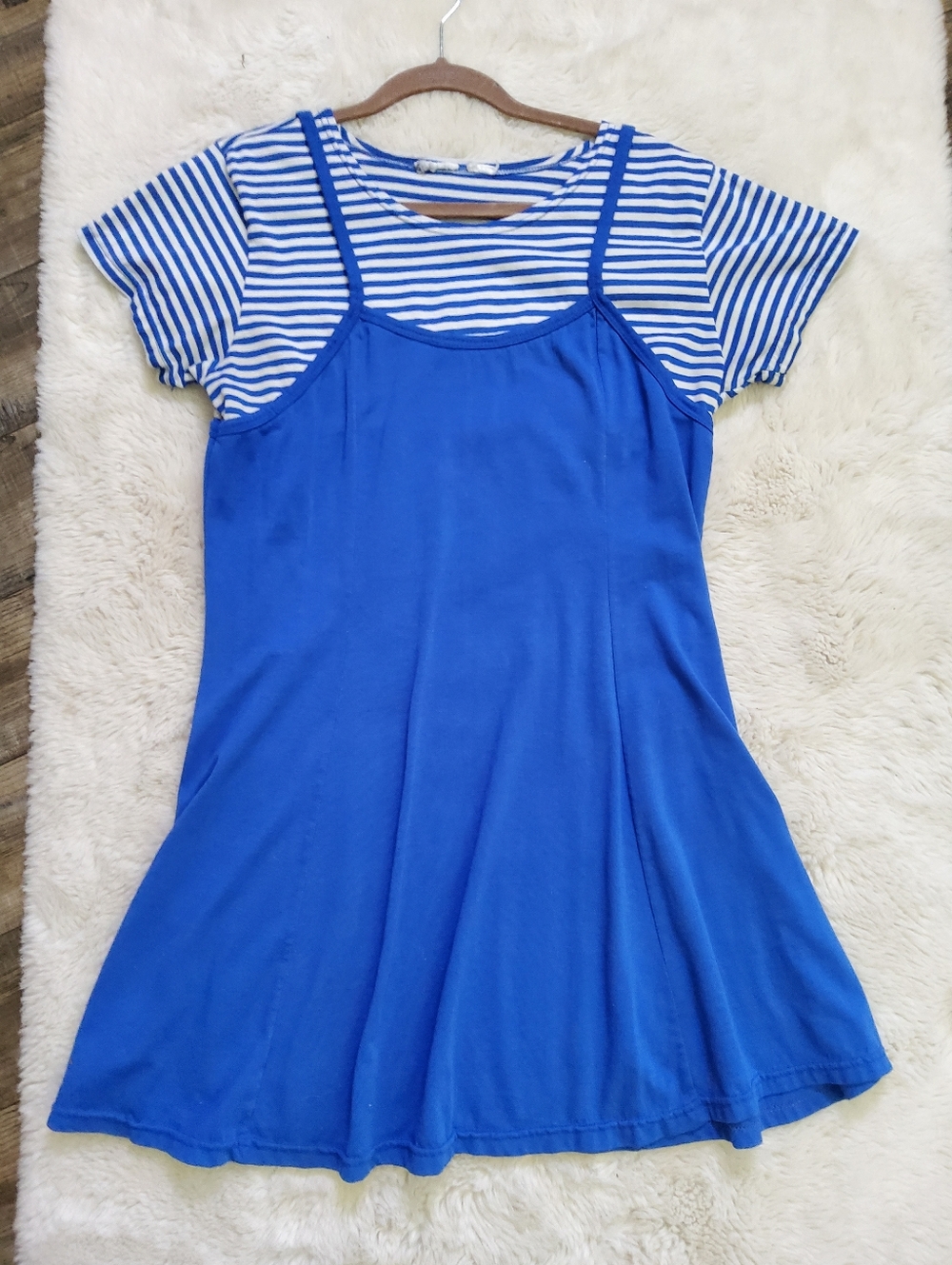 1980s Vintage Layered Striped Mini Dress